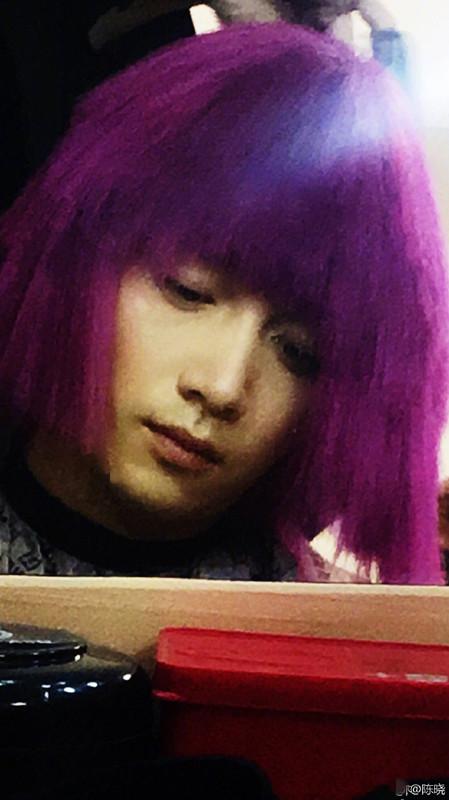 陈晓变身成非主流留一头紫色长头发 真的辣眼睛啊！