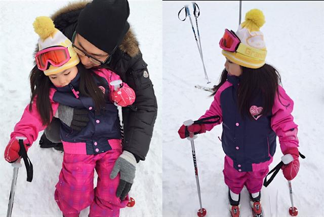 李湘王岳伦带女儿王诗龄滑雪，网友：这么早放假学校果然不一般