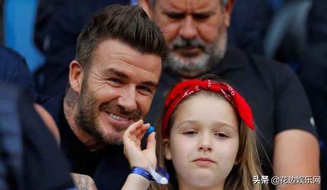 贝克汉姆带8岁女儿看世界杯，父女俩嘴对嘴亲吻抢镜遭痛批