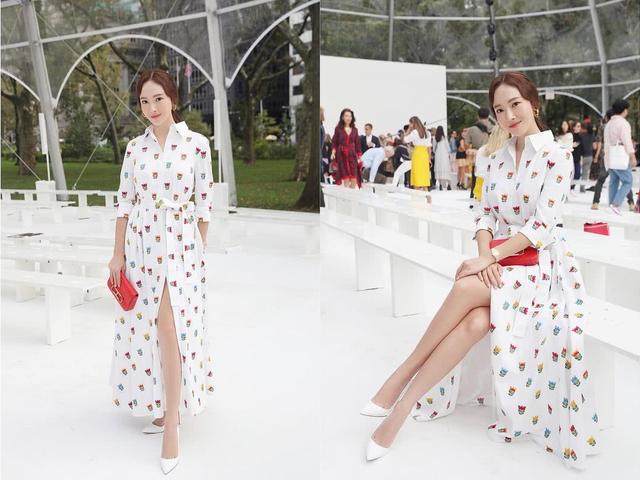 郑秀妍亮相纽约时装周，身穿白色蕾丝上衣高贵优雅又不失性感
