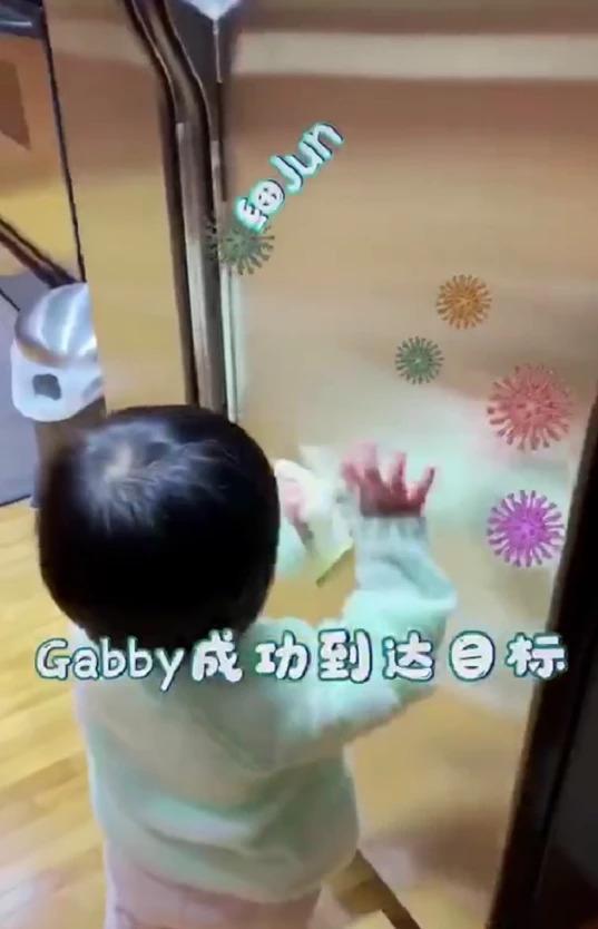 王祖蓝晒1岁女儿做家务，手拿抹布指哪擦哪，动作娴熟网友直夸乖