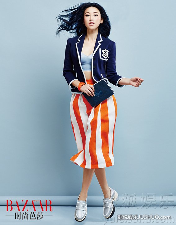 朱珠时尚大片曝光 学院风另类冷艳