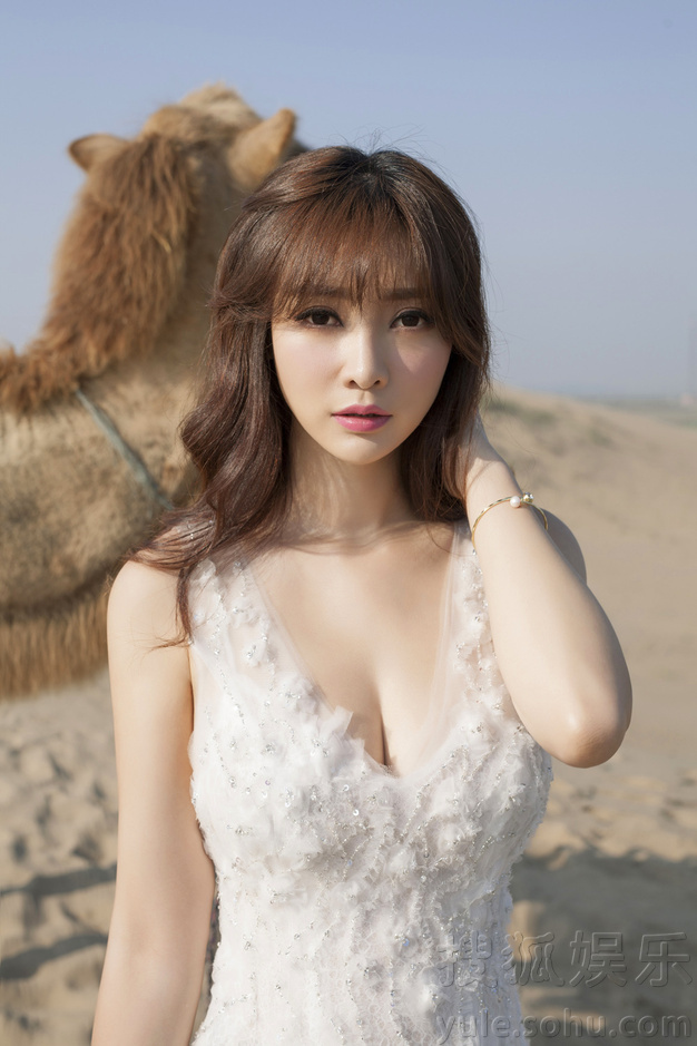 柳岩沙漠写真曝光 迷人背影牵骆驼变身塞外明珠