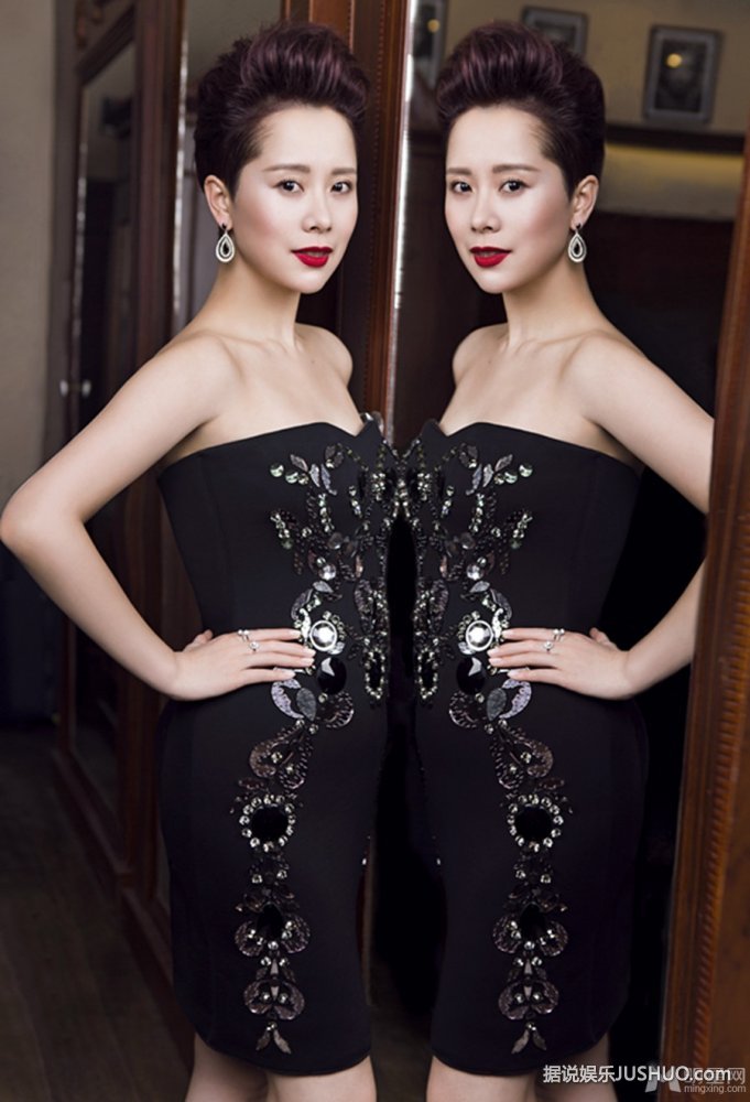 海清朋克造型拍写真 优雅诠释红唇诱惑