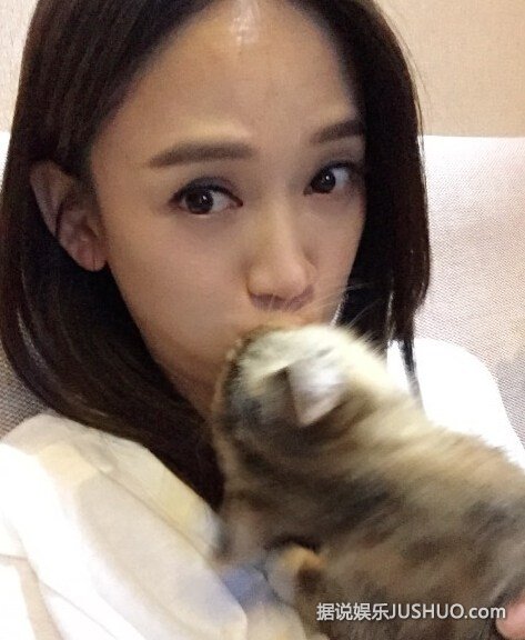 陈乔恩被猫咪“强吻” 网友：放开那只猫