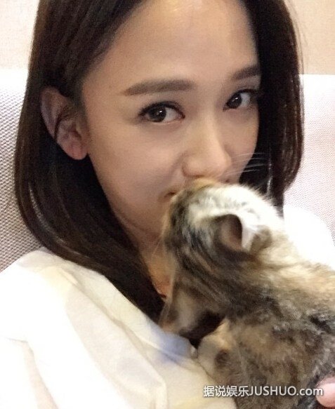 陈乔恩被猫咪“强吻” 网友：放开那只猫