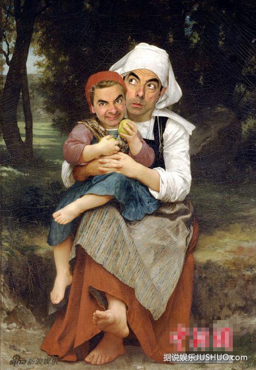 憨豆先生恶搞乱入名画 蒙娜丽莎鼻孔朝天 憨豆先生恶搞乱入名画 蒙娜丽莎鼻孔朝天