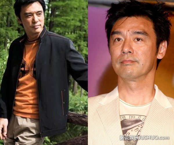 钟镇涛携子吃饭 比25岁儿子显年轻