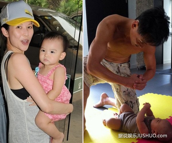 蔡少芬张晋全家出动 一对女儿圆嘟嘟