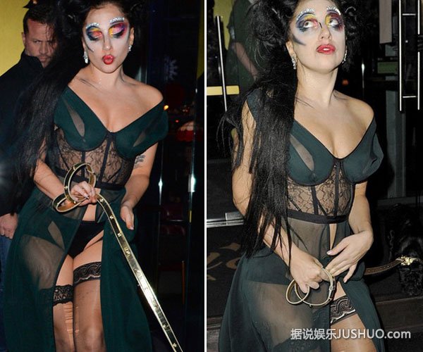 Gaga黑唇戴鼻环出街 前后失守引粉丝狂呼