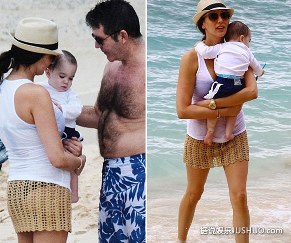 西蒙一家三口度假可爱儿子抢镜