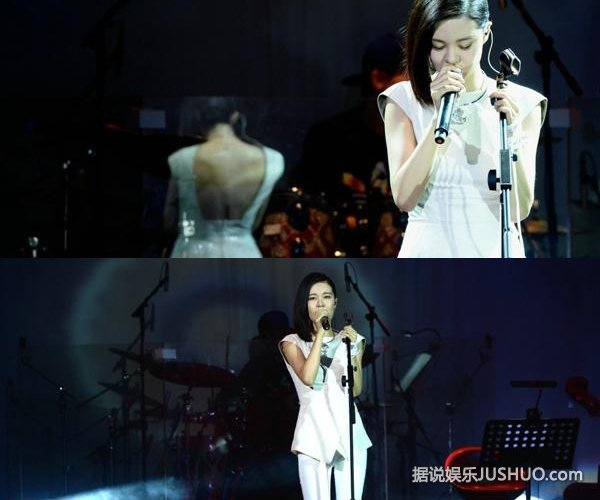 郁可唯自比“温水” 白礼服性感大秀玉背