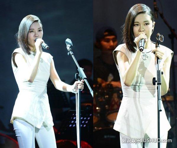 郁可唯自比“温水” 白礼服性感大秀玉背