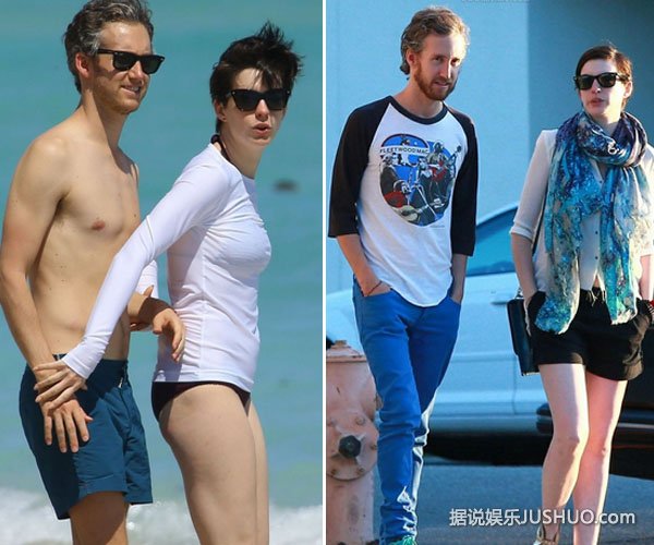 安妮海瑟薇抵沪 老公陪同紧牵手甜蜜说笑