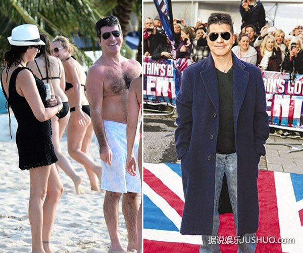 毒舌西蒙与娇妻沙滩秀恩爱 手牵手甜蜜漫步