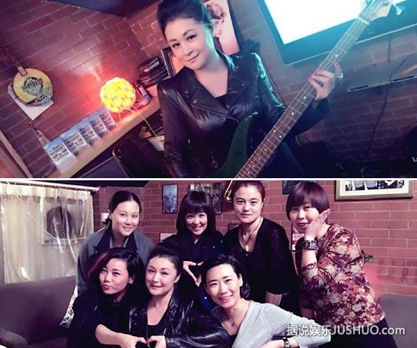 于月仙一袭黑皮衣显霸气 与老公合影秀恩爱