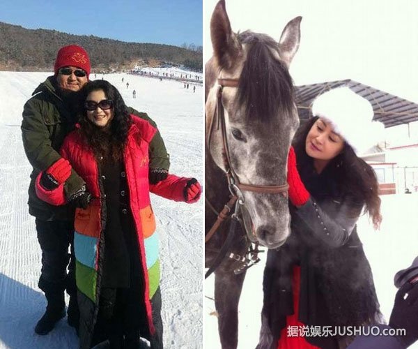 于月仙一袭黑皮衣显霸气 与老公合影秀恩爱