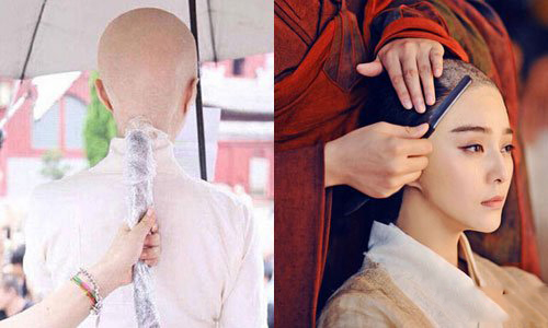 范冰冰光头造型真相曝光 光头更突显女神细嫩瓷肌