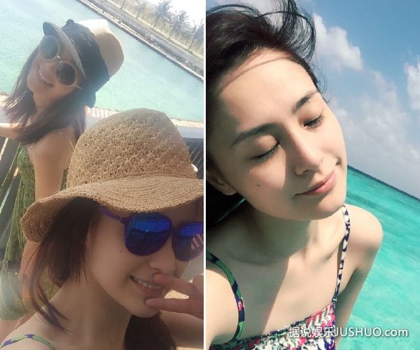 阿娇阿sa姐妹情深晒海边度假照被赞有颜值